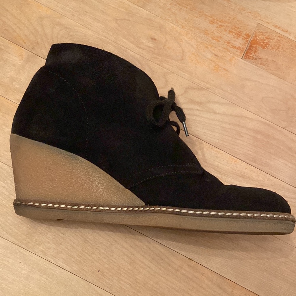 J. CREW MacAlister Black Suede Wedge Ankle Boots - Picture 4 of 14